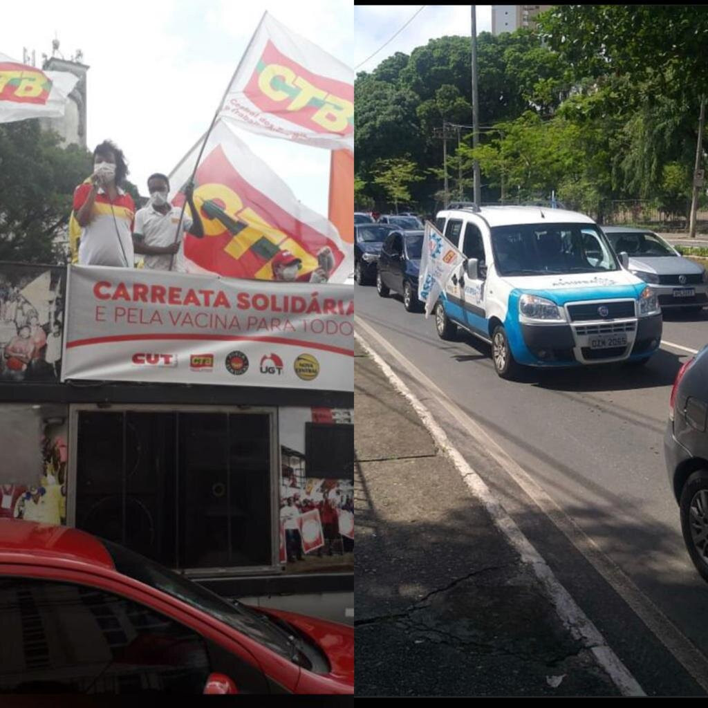 Carreata solidária protesta por vacina e fora Bolsonaro