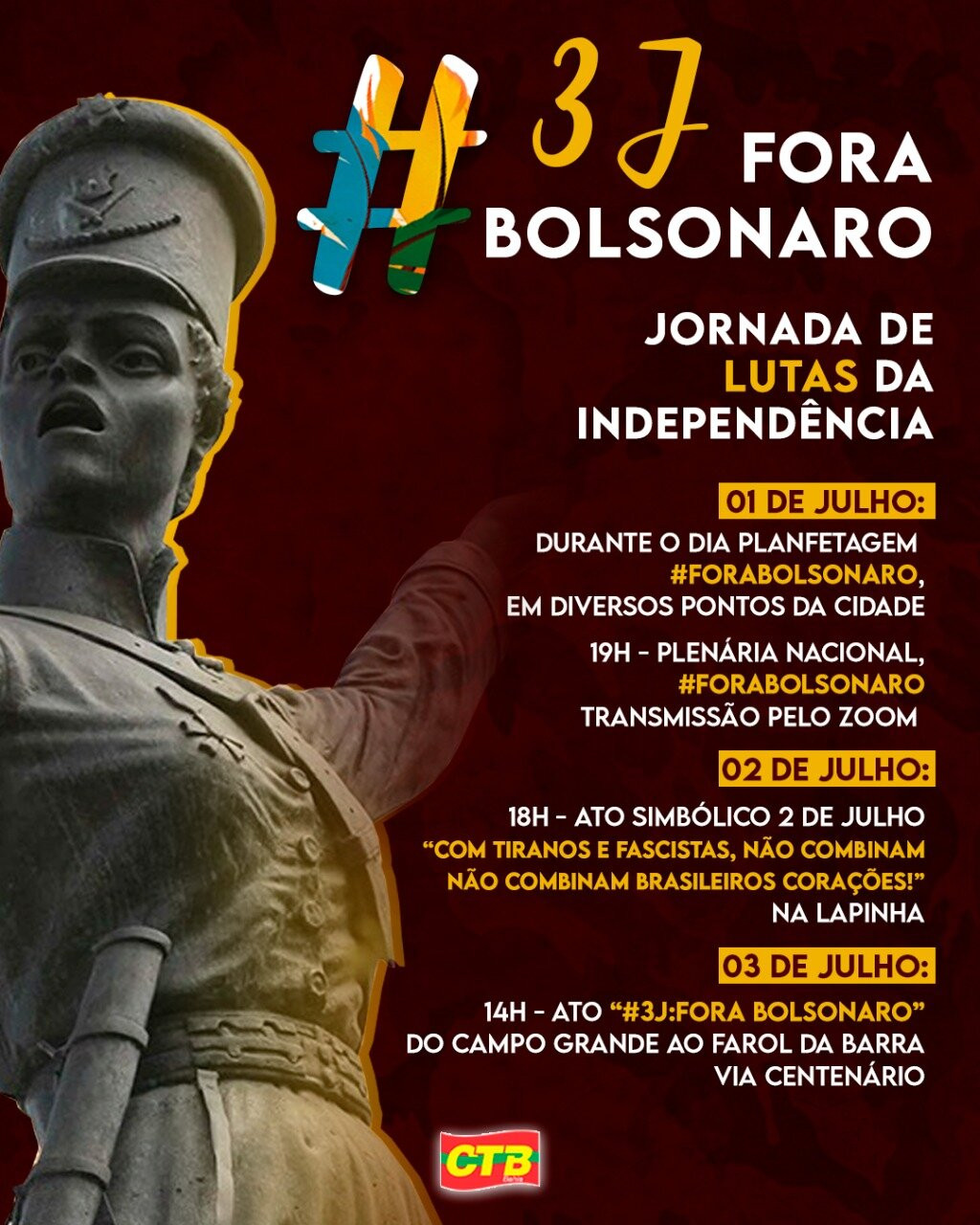 População vai às ruas por Fora Bolsonaro, vacina e auxílio emergencial