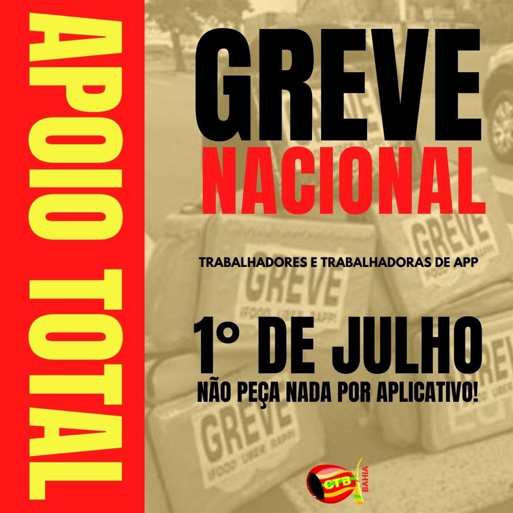 Greve de entregadores por aplicativo - 1º julho
