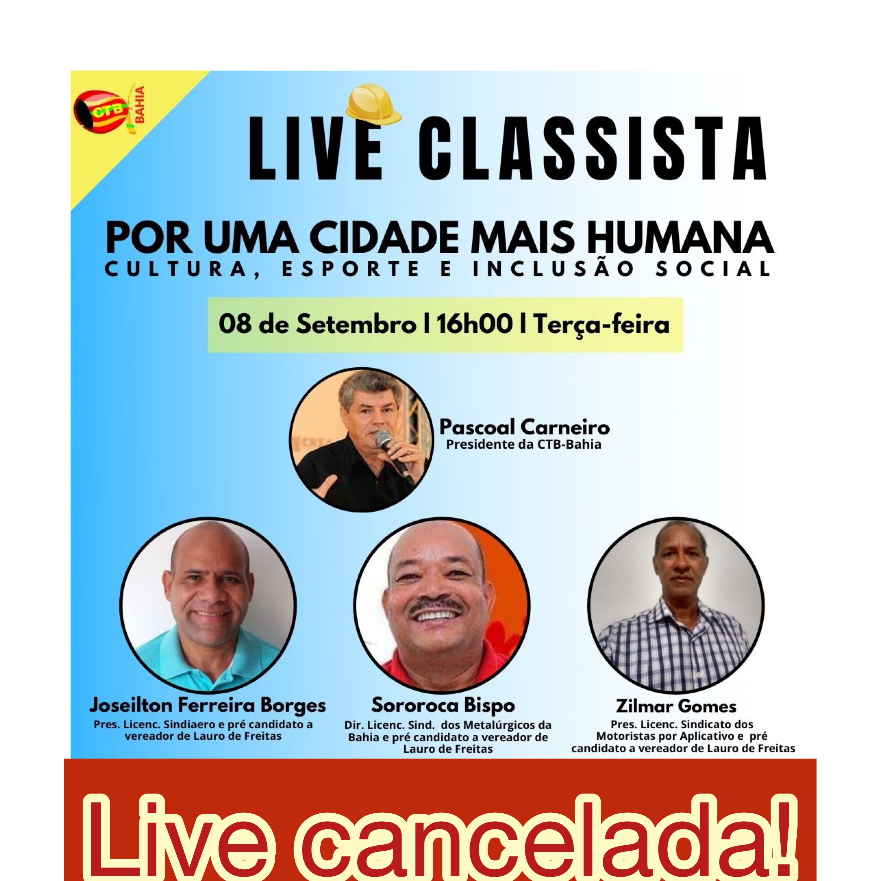 Live classista l traz para discussão: Por uma Cidade mais Humana- “Cultura, Esporte e Inclusão Social. ”