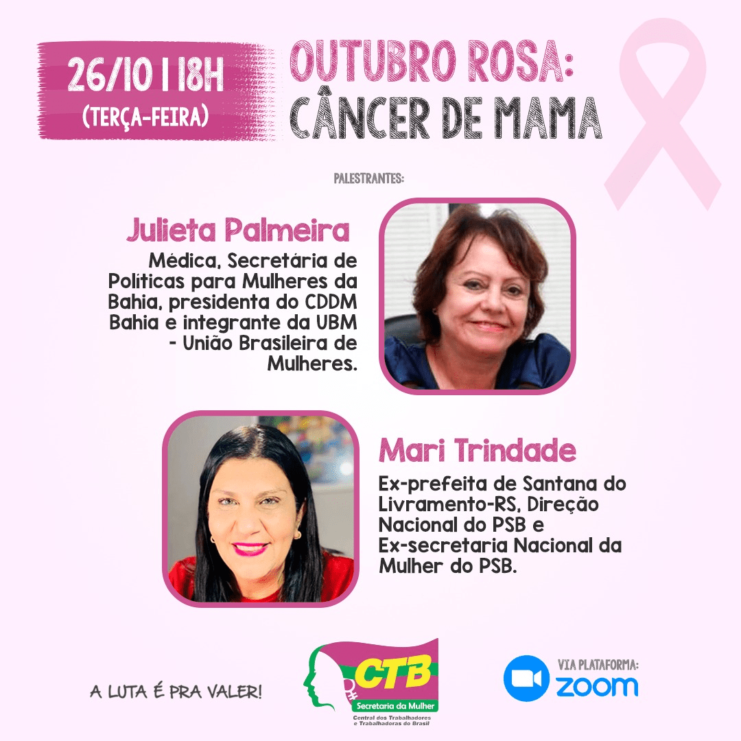 Outubro Rosa- Live da CTB destaca  o Câncer de Mama