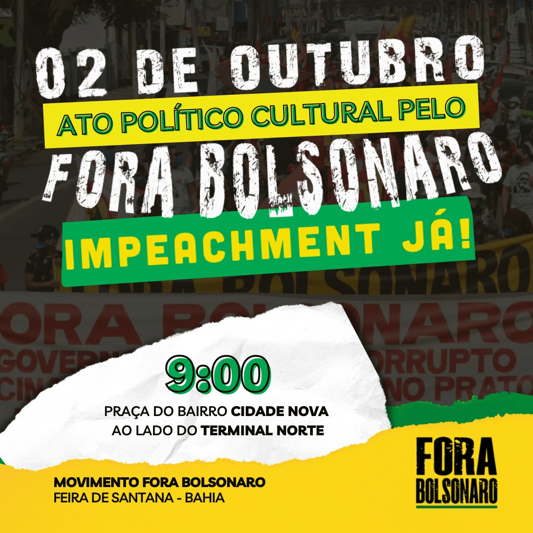 Regional Portal do Sertão convoca a população para ato fora Bolsonaro